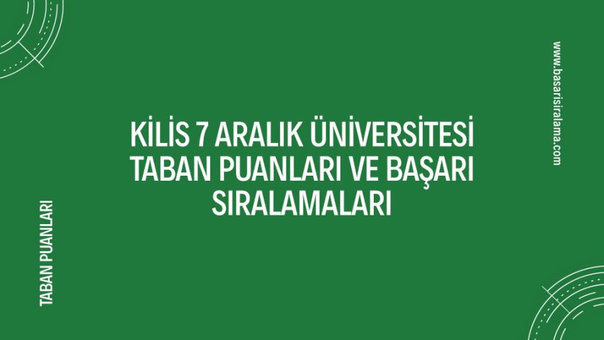Kilis 7 Aralık Üniversitesi Taban Puanları